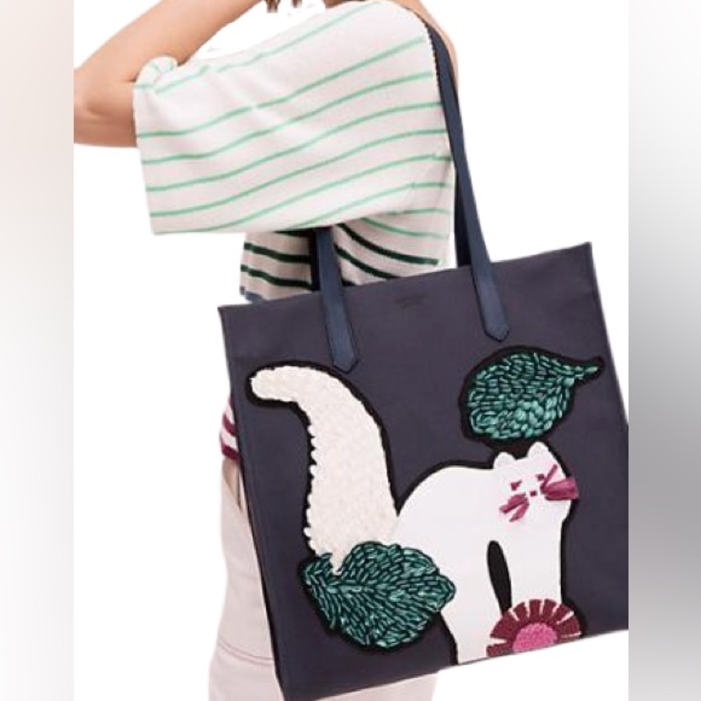 kate spade Kitt XL North South Tote with Cat Embellishment
